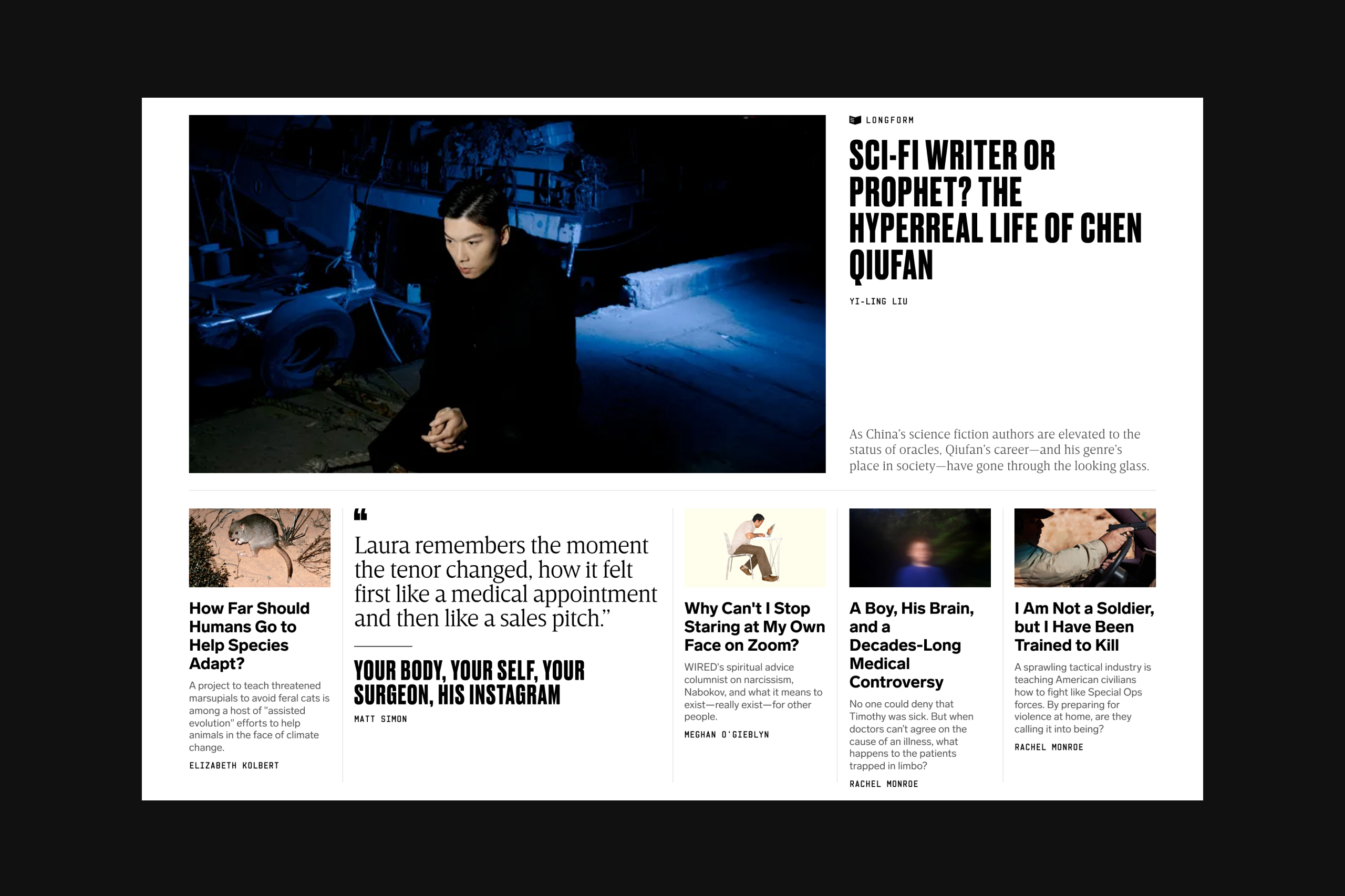 A desktop screenshot of a home page layout on Wired US